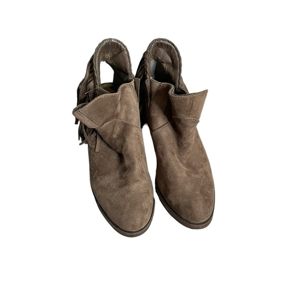 Not Rated Brown Faux Suede Fringe Booties - Picture 2 of 6